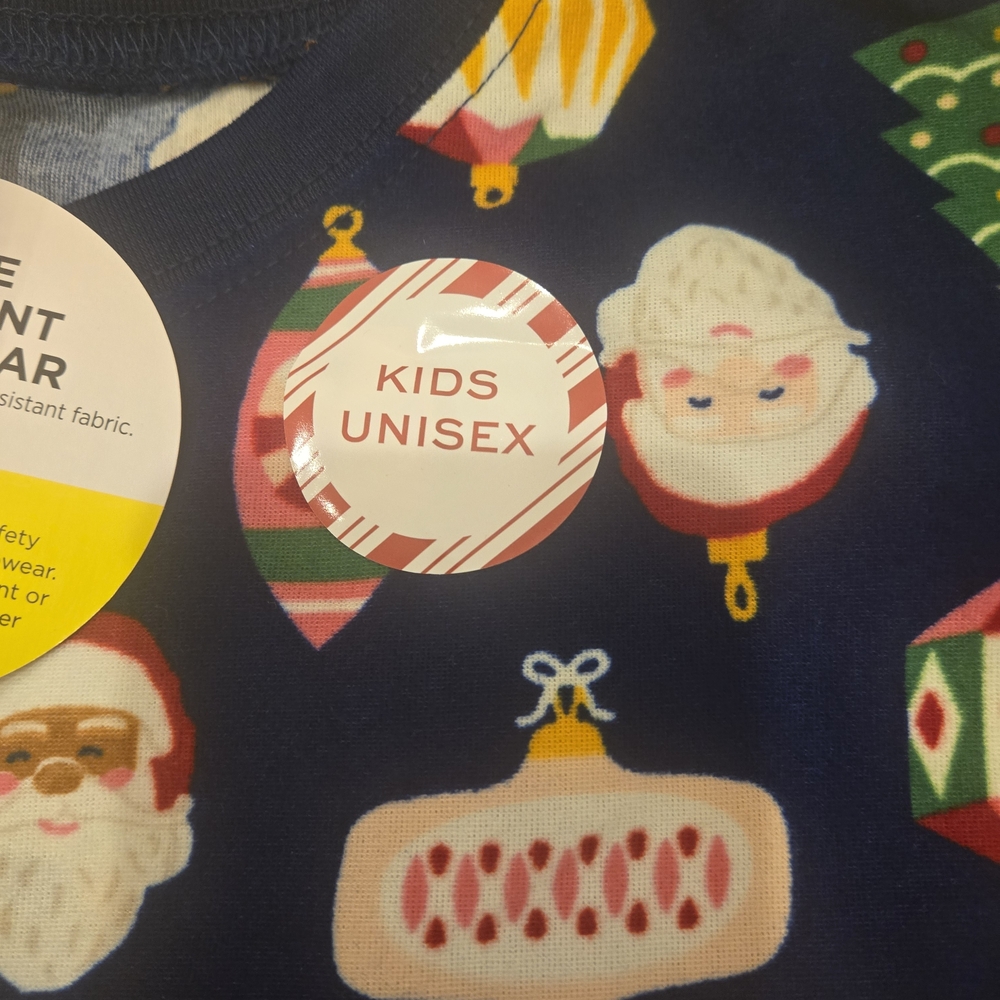 Festive Kids Pajama Set - Blue with Holiday Prints - Picture 3 of 4